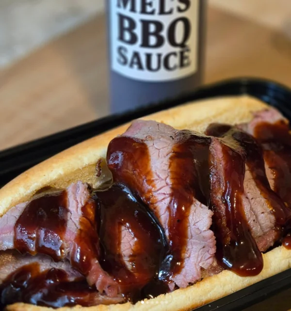 BBQ sandwich with Mel's signature sauce